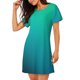 thumbnail image 2 of Balery Green Turquoise Teal Camisón de manga corta con cuello redondo para mujer, cómodo y elegante., 2 of 6
