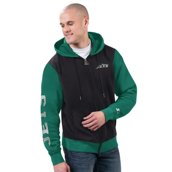 Men's Starter Black/Green New York Jets Thursday Night Gridiron Full-Zip Hoodie