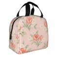 thumbnail image 3 of Blush Pink Tulip Floral Lunch Bag Thick Aluminum Foil Cooler Tote for Women Work Picnic Gift, 3 of 7
