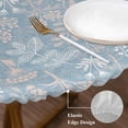 thumbnail image 3 of Gray Blue Dandelion Round Tablecloth, Fitted Table Cover with Elastic for 45"-54" Round Tables, Spring Flowers Modern Minimalist Table Cloth Outdoor Indoor Dinning Party Waterproof Tablecloths, 3 of 7