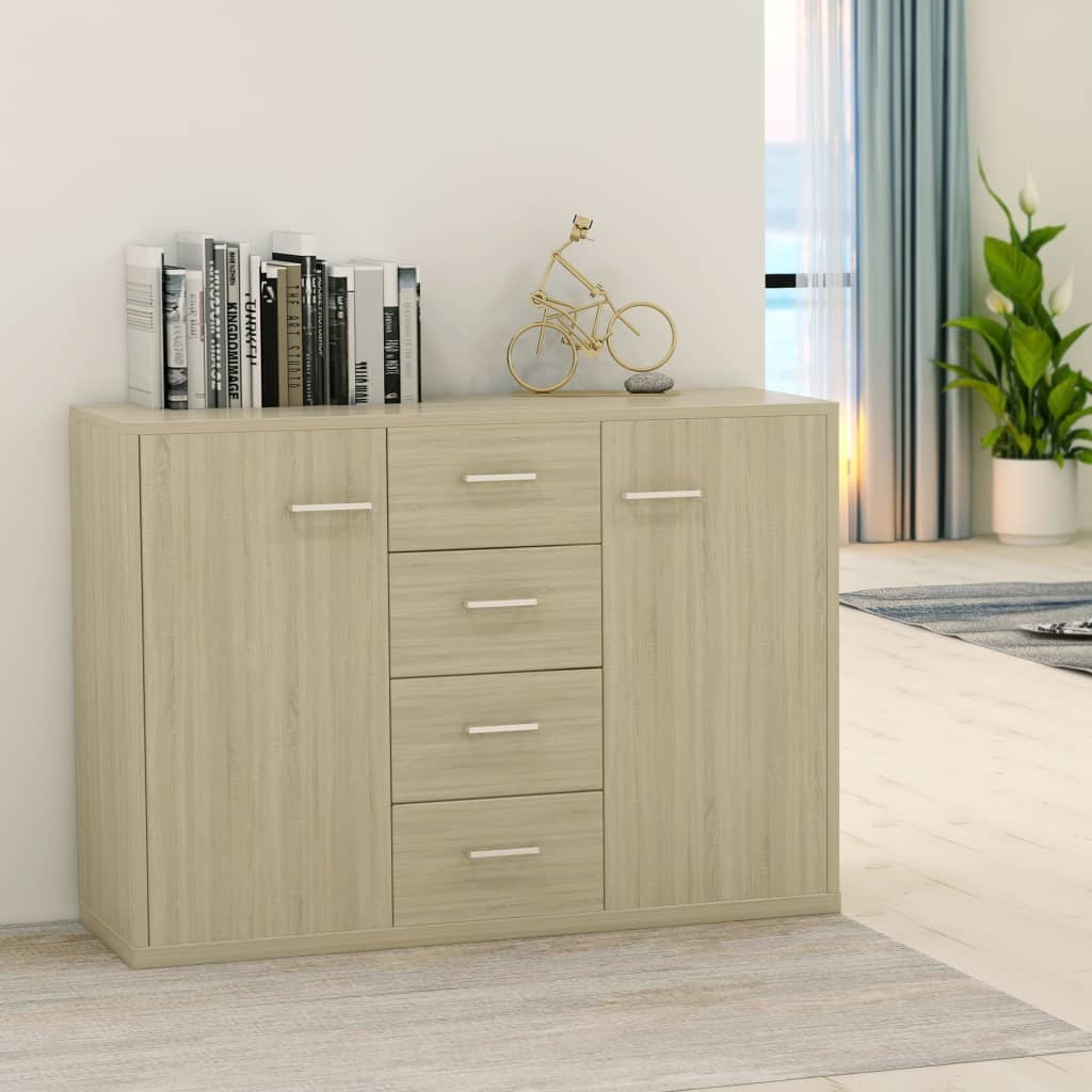 Lowestbest Buffet Sideboard, Bathroom Cabinet Storage Cabinet with Two Doors and Four Draws, Wood Color Lowestbest Buffet Sideboard, Bathroom Cabinet Storage Cabinet with Two Doors and Four Draws, Wood Color