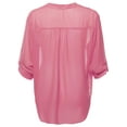 thumbnail image 2 of FashionOutfit Women's Plus Size Henley Neck w/ Pocket 3/4 Sleeve Sheer Blouse Top, 2 of 4