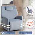 thumbnail image 2 of Power Recliner Chair Swivel Rocking Recliner with Adjustable Headrest  Infinite Reclining With USB Port, Fleece Fabric Blue, 2 of 8
