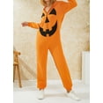thumbnail image 4 of Halloween Couple Jumpsuit Pajamas Print Long Sleeve Zip Hooded Romper Sleepwear for Women Men, 4 of 9