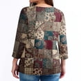thumbnail image 3 of Women's V Neck 3/4 Sleeve Tunic Tops for Leggings Casual Dressy T-Shirts Blouses Beige XL, 3 of 4