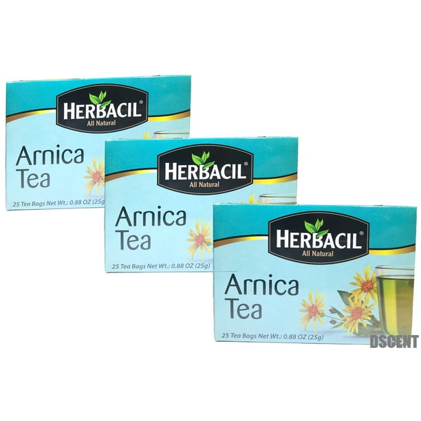 3 Pack of Herbacil All Natural Arnica Tea/Te Arnica 25 Bags/Saquitos