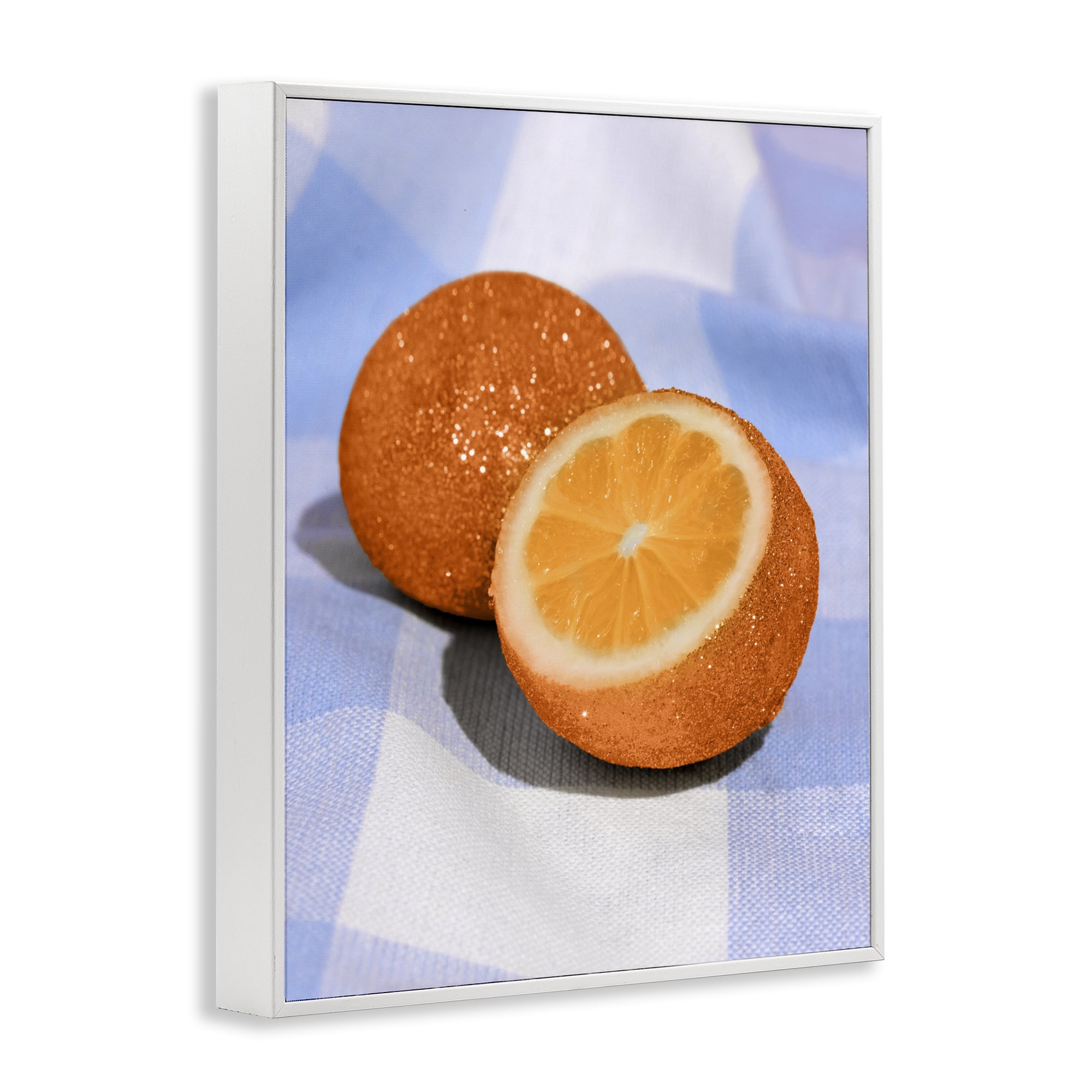 Stupell Industries Glimmer Orange on Blue White Framed Giclee Art, design by LISH Creative