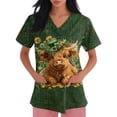 thumbnail image 5 of yuCgh Women's V-Neck Short Sleeve Work Shirt with Pocket & Side Slit, St. Patrick's Day Printed Nursing Top, Casual Uniform,Fluorescent Green XL, 5 of 5