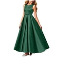 thumbnail image 2 of LEKWK Girls Maxi Dress Satin Sleeveless Crewneck A Line Princess Dress Elegant Flowy Evening Gown with Bow Waist for Wedding Guest Prom Performance Party 0-15Y, 2 of 6