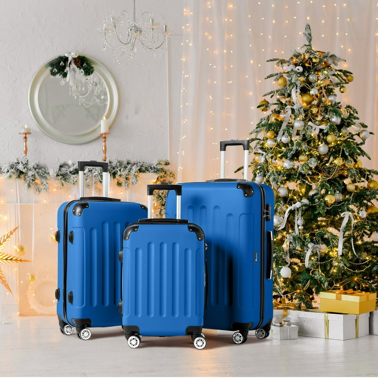 Zimtown Hardside Lightweight Spinner Dark Blue 3 Piece Luggage Set