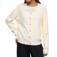 thumbnail image 1 of Suéter de Cuello de Solapa para Mujer, Chaqueta de Punto con Botones y Abertura Frontal, Cárdigan de Larga con Botones Albaricoque L, 1 of 7