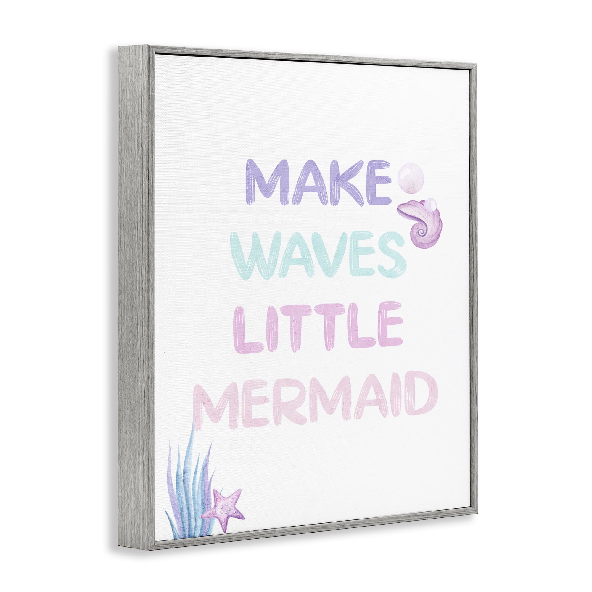 Make Waves Little Mermaid Gray Framed Giclee Art, design by Kim Allen