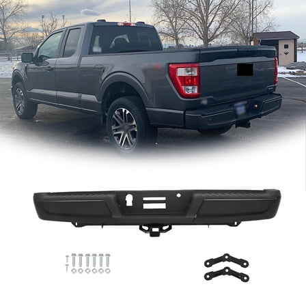 Rear Bumper Assembly New For Ford F-150 2021 2022 2023 Black W/o Sensor Holes