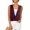 thumbnail image 1 of Timegard Camisoles pour Femmes Col en V Froncé devant Croisé Confortable Chic Décontracté Sans Manches Chemises Haut Blouse, 1 of 5
