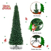 Costway 8Ft PVC Artificial Pencil Christmas Tree Slim Stand Green