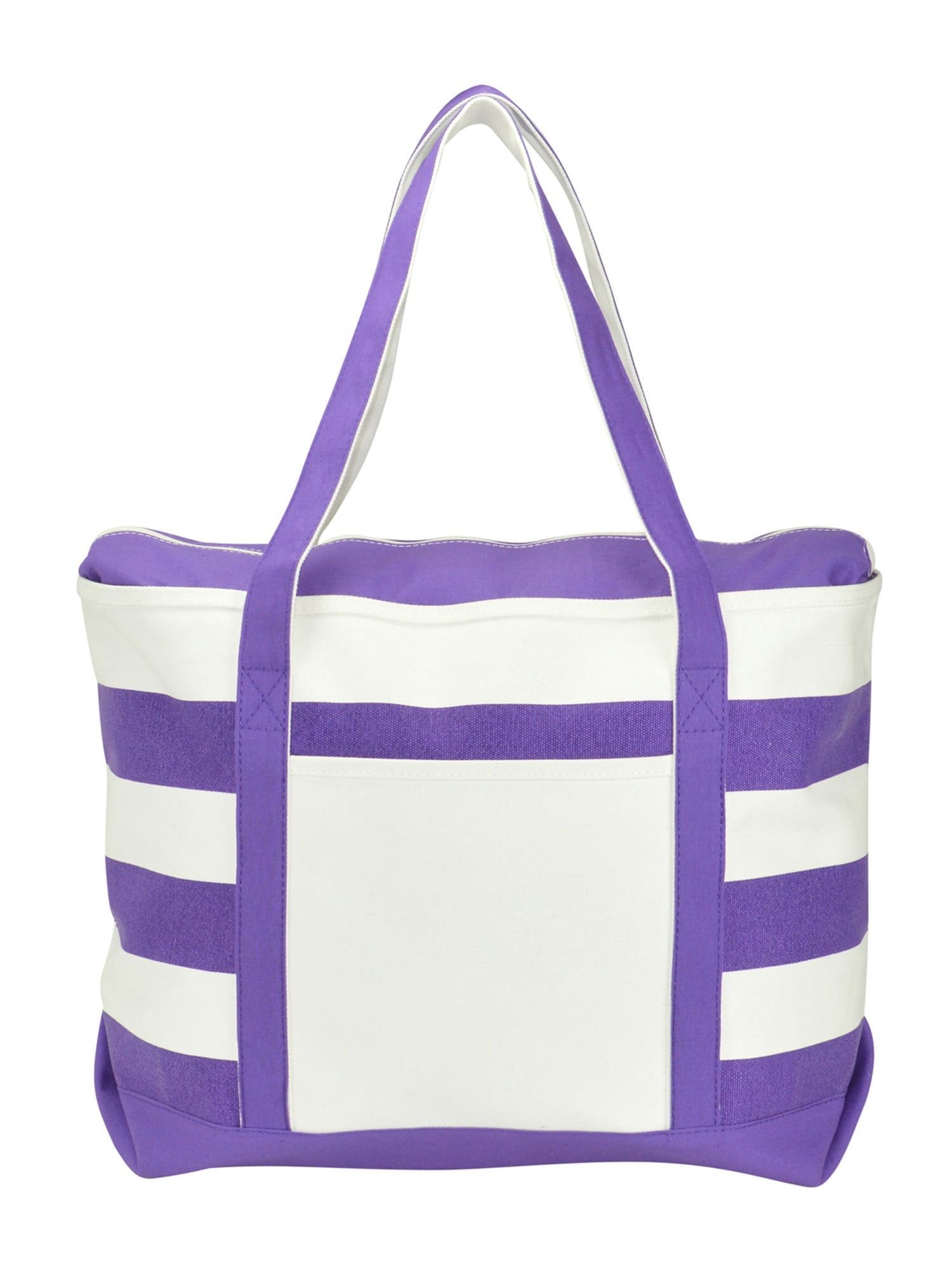 DALIX Striped Boat Bag Premium Cotton Canvas Tote in Purple