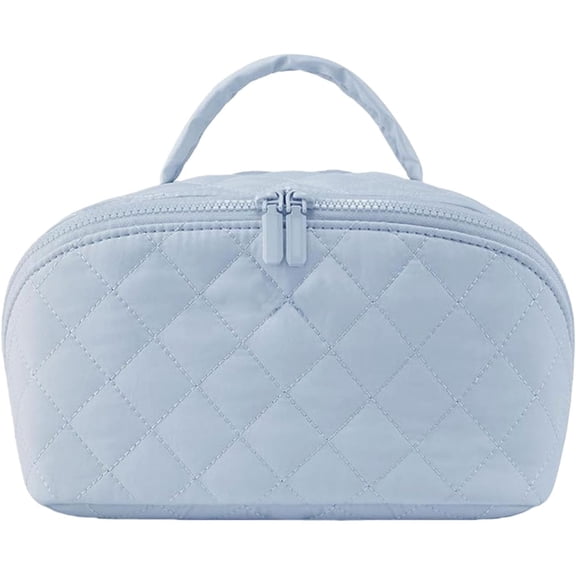 Illuminate Makeup Bag,Waterproof PU Leather with Machine-Washable Lining,Opens Wide & Lies Flat,Spacious Organizer with 5 Compartments for Toiletries & Brushes