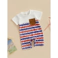 thumbnail image 3 of Wassery Baby Boys Jumpsuits 4th of July Outfits Short Sleeve Stars/Stripes Printed Summer Short Romper Summer Independence Day Clothes for Newborn Infant, 3 of 8
