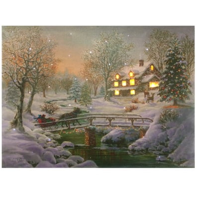 Mr. Christmas 12" X 16" IlluminArt Lighted Canvas #158- Winter Scene ...