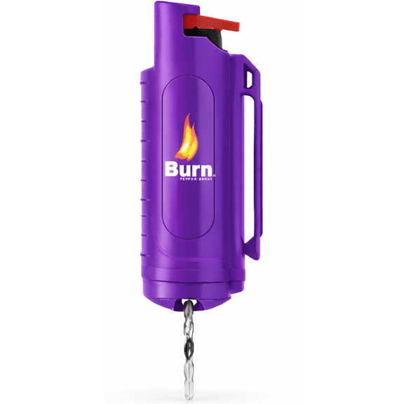Burn Pepper Spray Keychain for Self Defense - 1/2oz in Plastic Case Molded, Purple