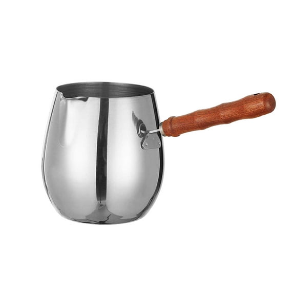 Stainless Steel Milk Frothing Pitcher with Wooden Handle