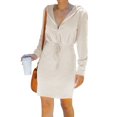 thumbnail image 1 of Femmes à Capuche à Fermeture Éclair Robe à Manches Longues Taille Cordon de Mode Hoodie de Couleur Unie Robes de Pull, 1 of 7