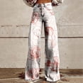 thumbnail image 2 of Charmgo Palazzo Pants for Women, Women's Vintage Floral Print Wide Leg Pant High Waisted Stretchy Flowy Pants with Pockets, Baggy Pants for Women Pink XXXL, 2 of 4