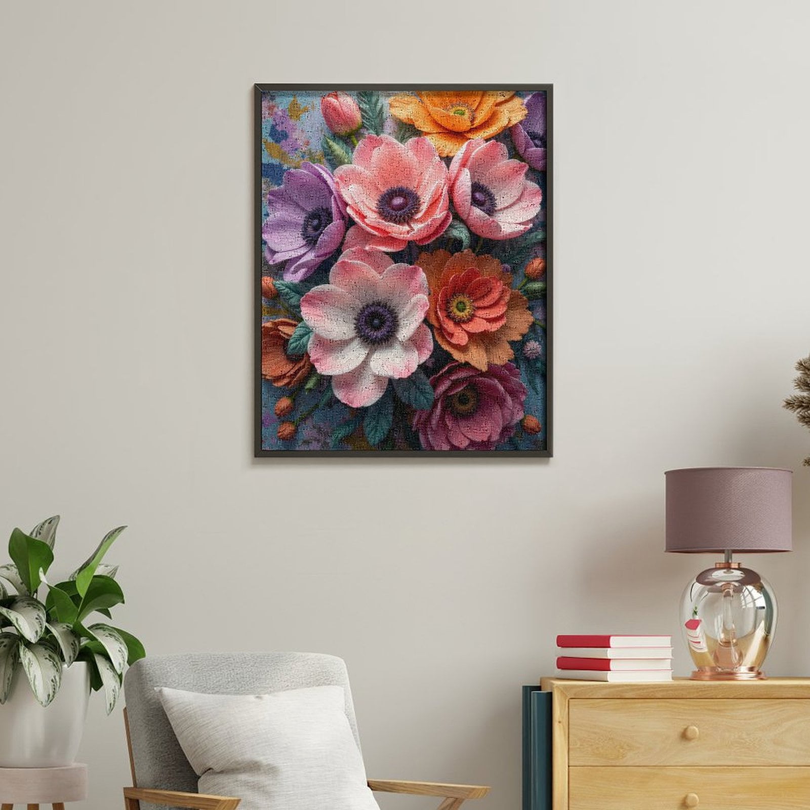 Paint By Numbers Kit for Adults Beginner - Colorful Floral Arrangement Art DIY Canvas Painting Kits for Adults, Frameless Paint By Number for Adults for Home Wall Decor 16x20 Inch