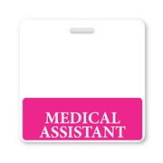 Medical Assistant Badge Buddy - Heavy Duty Horizontal Badge Buddies - Spill & Tear Proof Cards - 2 Sided USA Printed Quick Role Identifier ID Tag Backer by Specialist ID (Hot Pink)