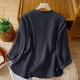 thumbnail image 5 of Dpjklzsn Women's Cotton Linen Embroidered Blouse, 3/4 Sleeve Button Down Shirt, Loose Fit Casual Summer Top, 5 of 9