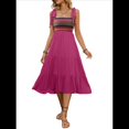 thumbnail image 1 of Vestidos de Verano Sin Mangas para Mujer, Vestidos Largos para Invitadas de Boda, Blusas de Punto Acanalado y Falda de Poliéster con Bolsillos. Rosa Roja S, 1 of 10