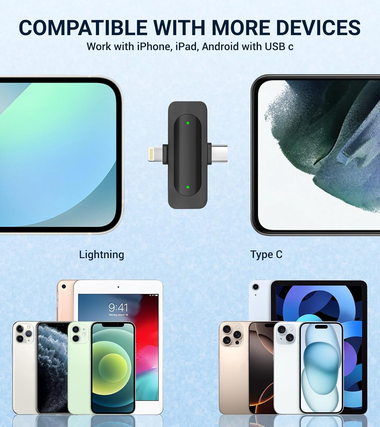 2 Pack Wireless Microphones for iPhone Android Video Recording Streaming, Podcast, YouTube Tiktok Content Creator