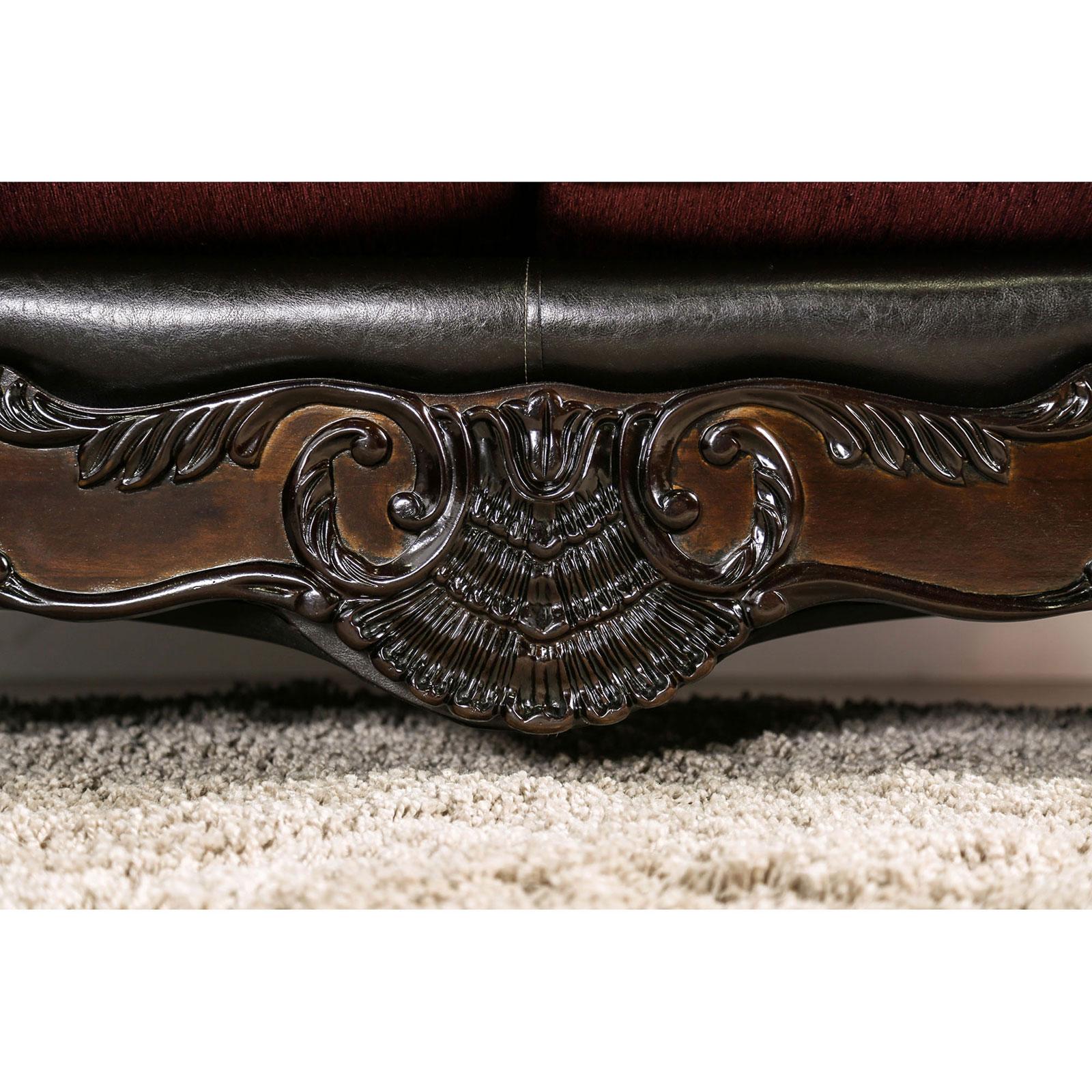 Traditional Wood Loveseat in Brown SM6415 Quirino by Furniture of America - image 5 of 5