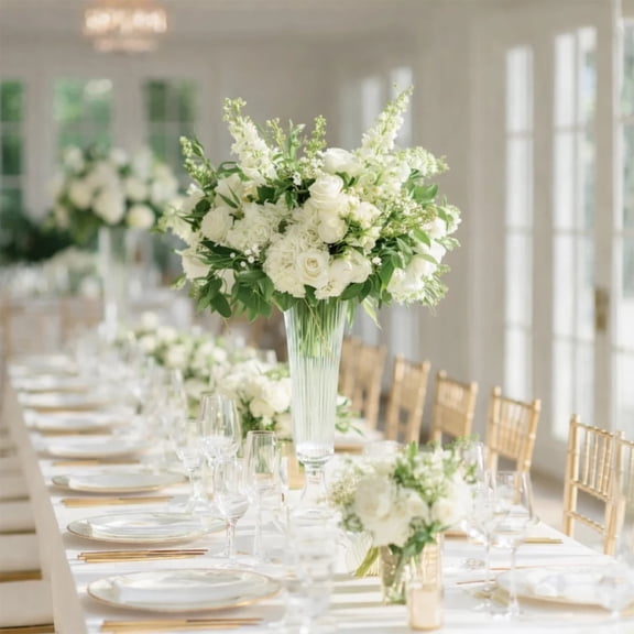 BalsaCircle 4 pcs 20" Clear Glass Trumpet Vases Centerpiece Wedding Party Catering Decorations