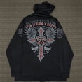 thumbnail image 1 of Embroidery Goth Hoodies Zip Up Long Sleeve Loose Jacket Coats Oversized Sweatshirts, 1 of 3