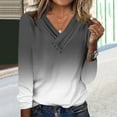 thumbnail image 7 of VgaVtl Womens Tee Shirts Plus Size Long Sleeve V-Neck Ladies Tops Workout Black Loose Gradient Color Button Casual Shirts,M, 7 of 7