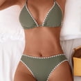 thumbnail image 4 of Women's Solid Color Lace Triangle Bikini Set Halter Adjustable Ties Backless Two-Piece Swimsuit Green XL(XL), 4 of 7