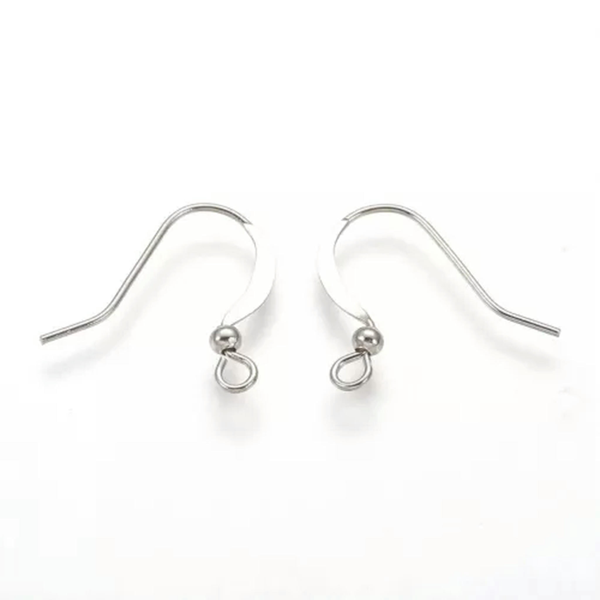 U8MO 1000pcs Brass Earring Hooks Earwire Nickel Free With Beads Loop Earring 15mm-Platinum