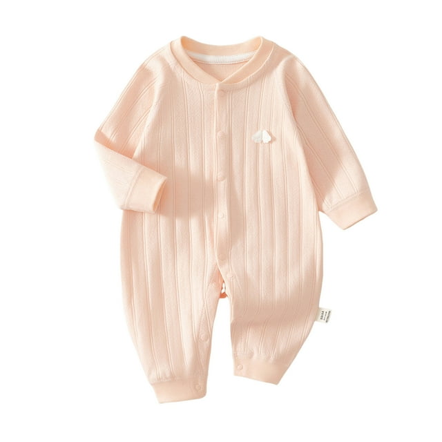 vdgthytj Newborn Infant Baby Spring Fall Bodysuit Romper Long Sleeve Crewneck Button Unisex One-Piece Jumpsuit