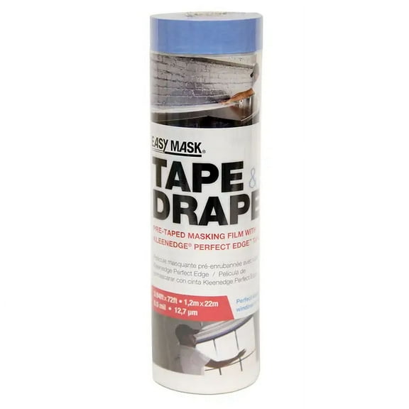 3.9' x 75' Trimaco 949560 Tape & Drape Pre-Taped Masking Film with PerfectEdge Tape