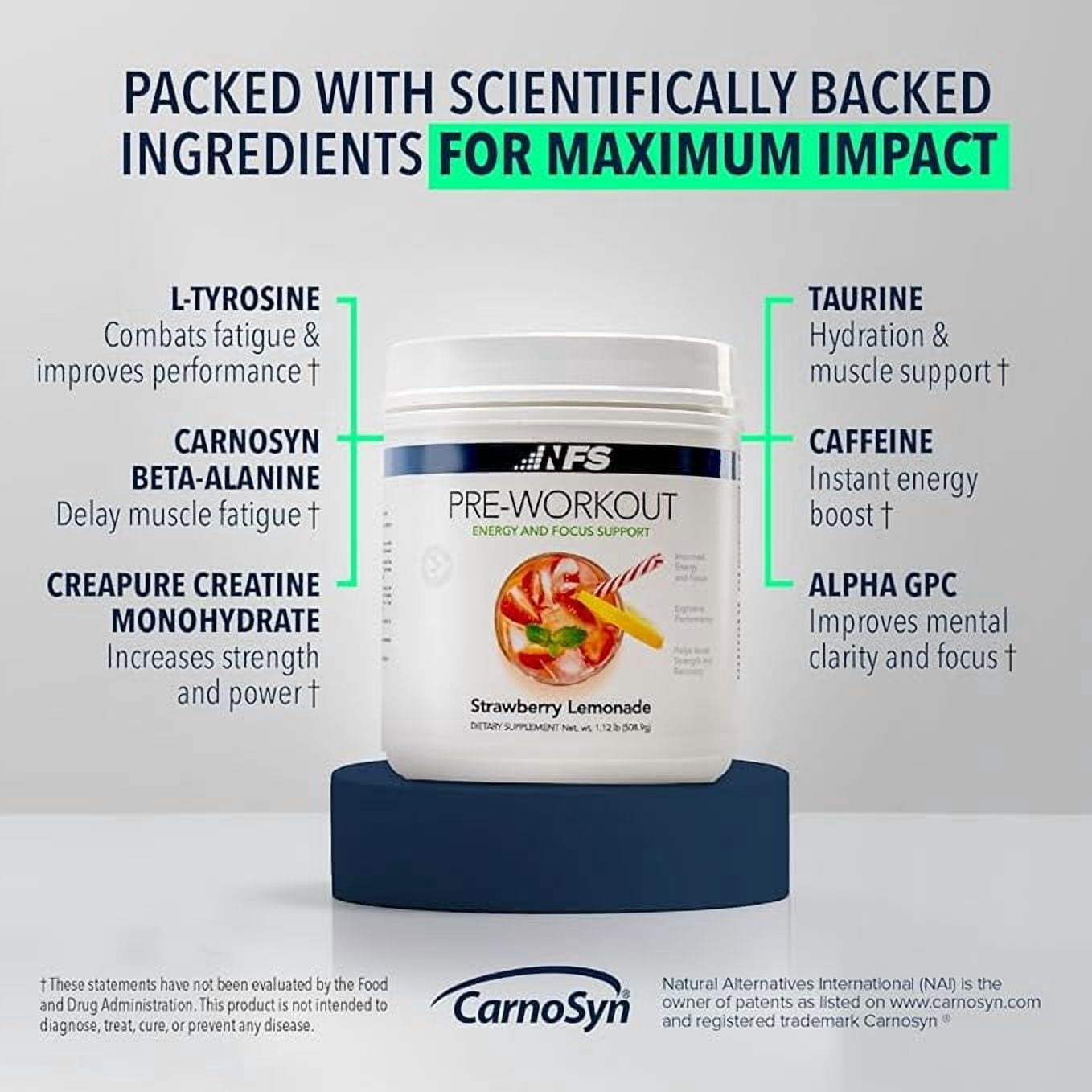 NF Sports Pre-Workout Powder – Energy, Focus, Strength & Endurance Support for Men & Women – Strawberry Lemonade – 25 Servings
