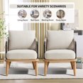 thumbnail image 2 of Bonzy Home Braid Accent Chair, Mid-Century Modern Armchair with Metal Armrests & Wood Frame, Braided Backrest for Living Room, Bedroom, 2 of 7