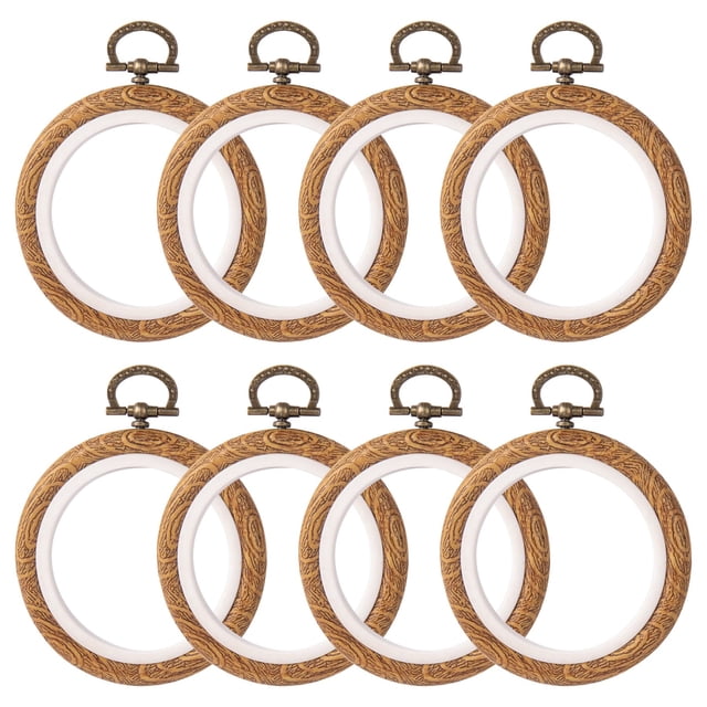 Aros para bordar redondos Framendino, 8 unidades, madera imitada, 8 cm