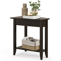 Gymax 2-Tier End Table Irregular Narrow Sofa Side Nightstand w/ Storage Shelf Espresso
