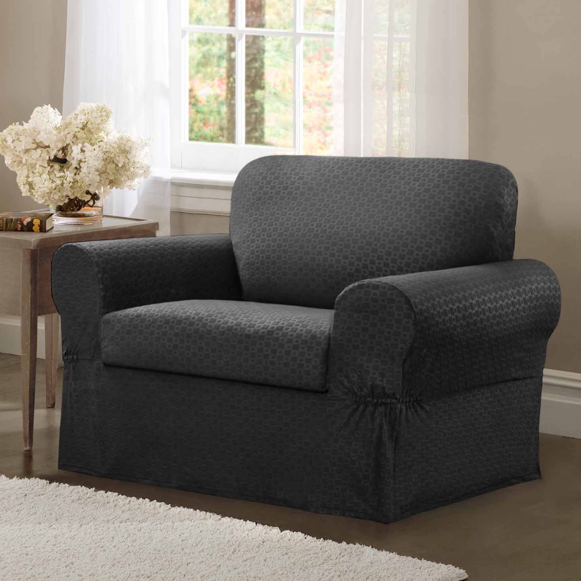 Maytex Geometric Square Patterned 2-Piece Chair Stretch ...