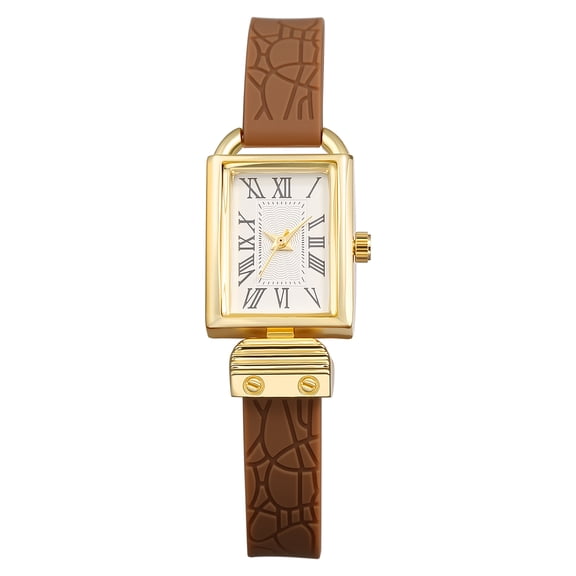 Avaner Rectangle Watches for Women: Elegant Dainty Vintage Silicone Strap Roman Numeral Scale Analog Quartz Wrist Watch