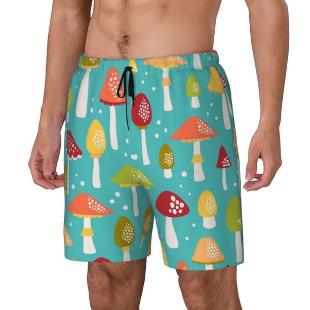 Fotbe Mushrooms Traje de Baño para Hombre – Shorts de Natación de Secado Rápido con Forro y Bolsillos-Medium