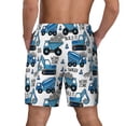thumbnail image 3 of Kdxio Blue Excavator Print Men's Swim Trunks with Compression Liner 7 Inch Inseam Quick Dry Swim Shorts, 3 of 7