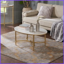 Madison Park Traditional Coffee Table - White Marble Top & Gold Legs, Elegant Living Room Glamour