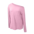 thumbnail image 4 of Breezora Oversized Long Sleeve One Shoulder Top for Women 2025 Casual Fall Fashion Basic Tee Shirt L Size Pink, 4 of 4